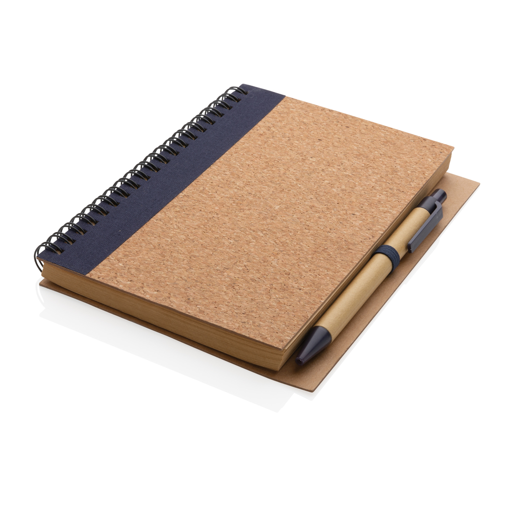 Cuaderno espiral de corcho con bolígrafo promocional